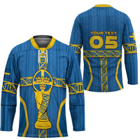 Custom Sweden Football Hockey Jersey Three Crowns Golden DNA Trophy