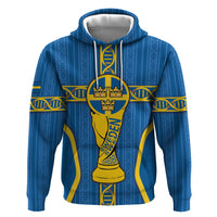 Custom Sweden Football Hoodie Three Crowns Golden DNA Trophy