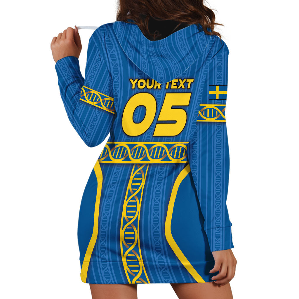 Custom Sweden Football Hoodie Dress Three Crowns Golden DNA Trophy