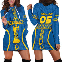 Custom Sweden Football Hoodie Dress Three Crowns Golden DNA Trophy