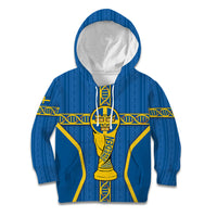 Custom Sweden Football Kid Hoodie Three Crowns Golden DNA Trophy