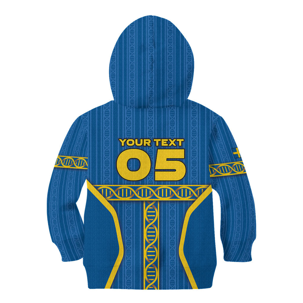 Custom Sweden Football Kid Hoodie Three Crowns Golden DNA Trophy
