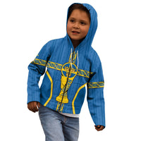 Custom Sweden Football Kid Hoodie Three Crowns Golden DNA Trophy