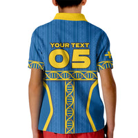 Custom Sweden Football Kid Polo Shirt Three Crowns Golden DNA Trophy