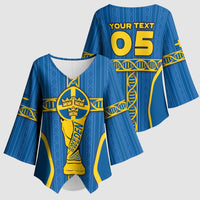 Custom Sweden Football Kimono Sleeve Blouse Three Crowns Golden DNA Trophy