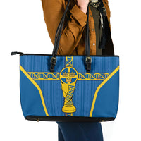 Sweden Football Leather Tote Bag Three Crowns Golden DNA Trophy