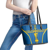 Sweden Football Leather Tote Bag Three Crowns Golden DNA Trophy