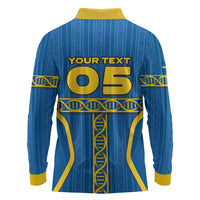 Custom Sweden Football Long Sleeve Polo Shirt Three Crowns Golden DNA Trophy