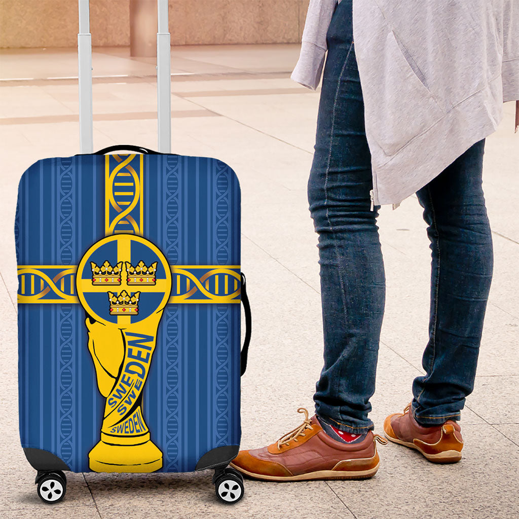 Sweden Football Luggage Cover Three Crowns Golden DNA Trophy