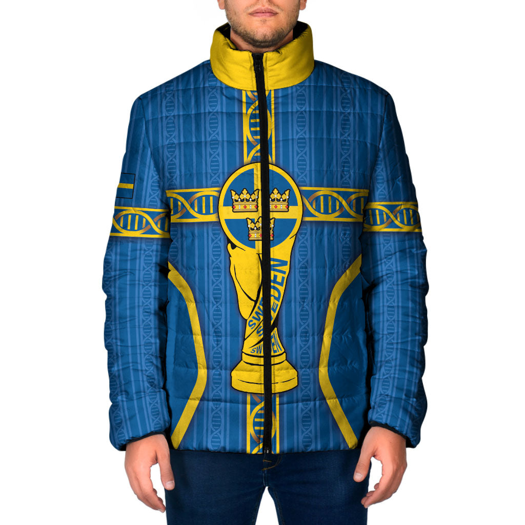 Custom Sweden Football Padded Jacket Three Crowns Golden DNA Trophy