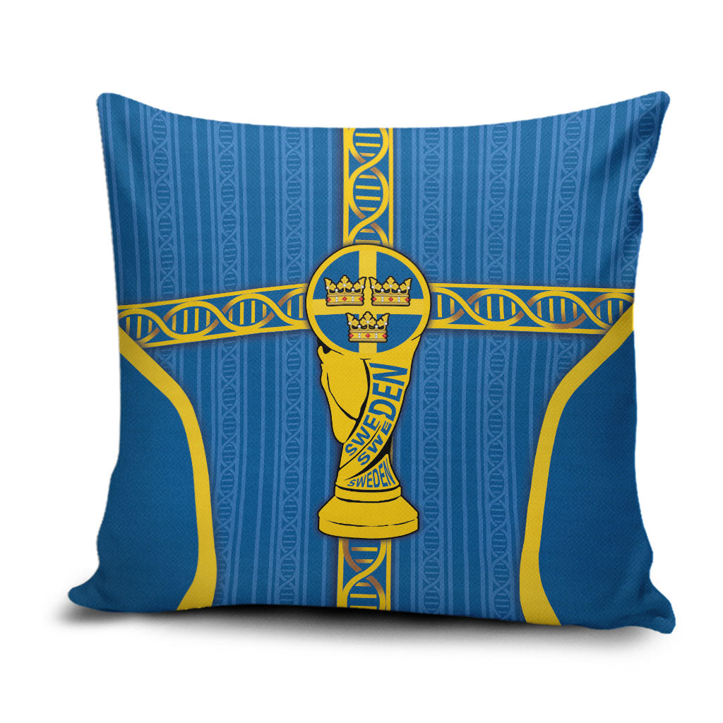 Sweden Football Pillow Cover Three Crowns Golden DNA Trophy