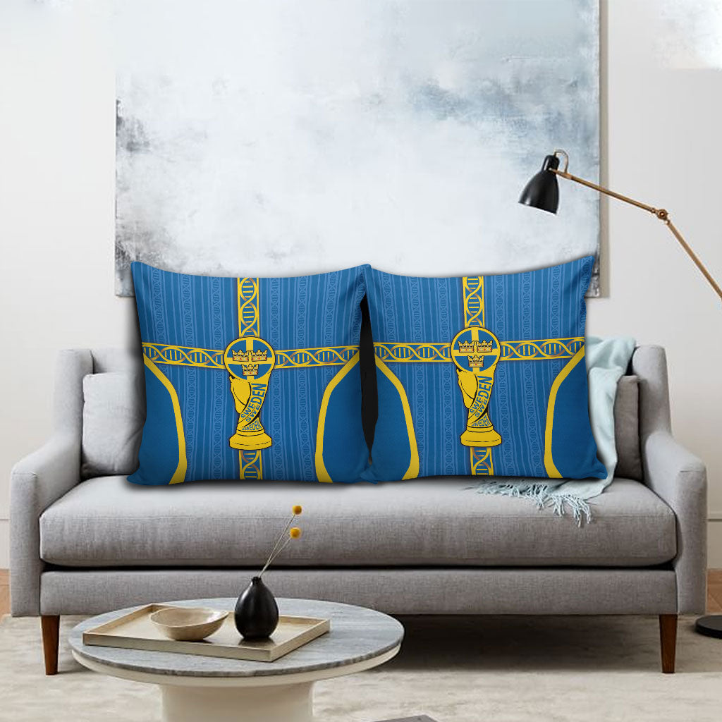 Sweden Football Pillow Cover Three Crowns Golden DNA Trophy