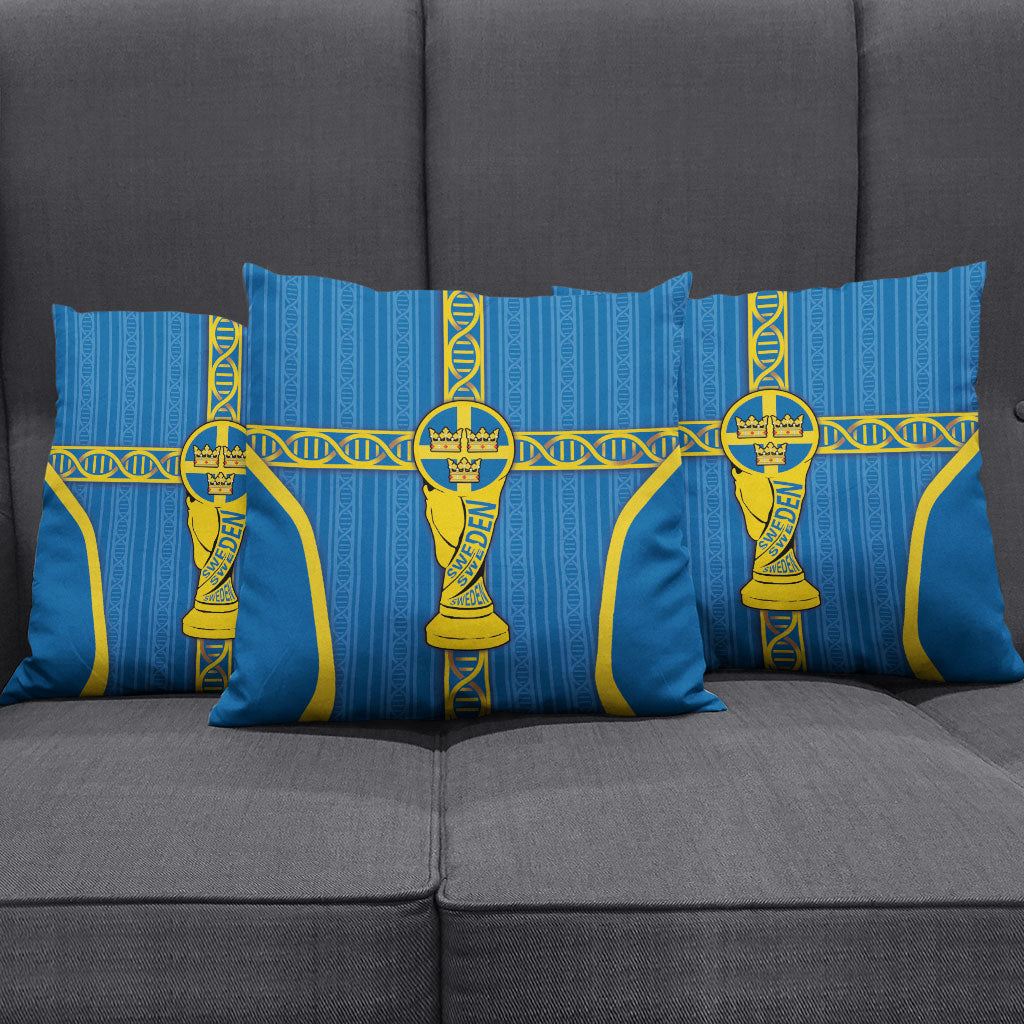 Sweden Football Pillow Cover Three Crowns Golden DNA Trophy