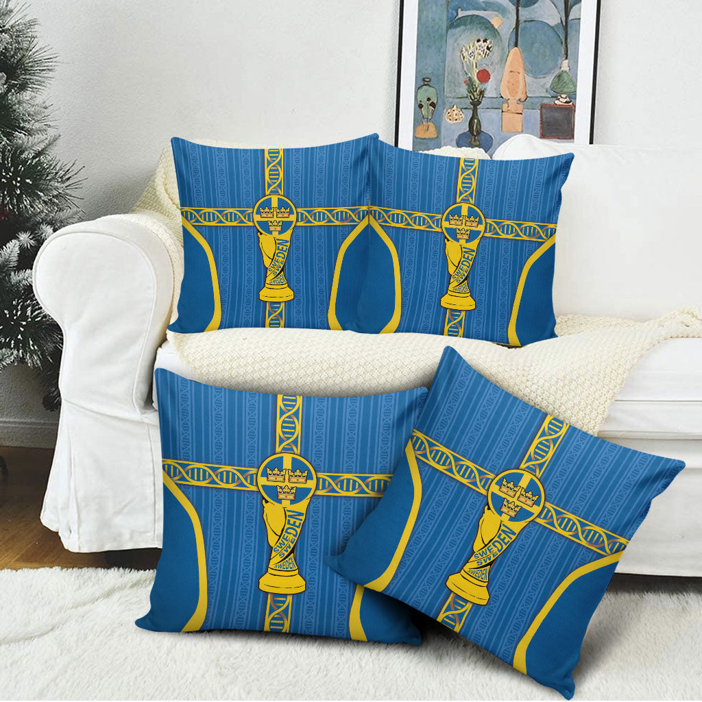 Sweden Football Pillow Cover Three Crowns Golden DNA Trophy