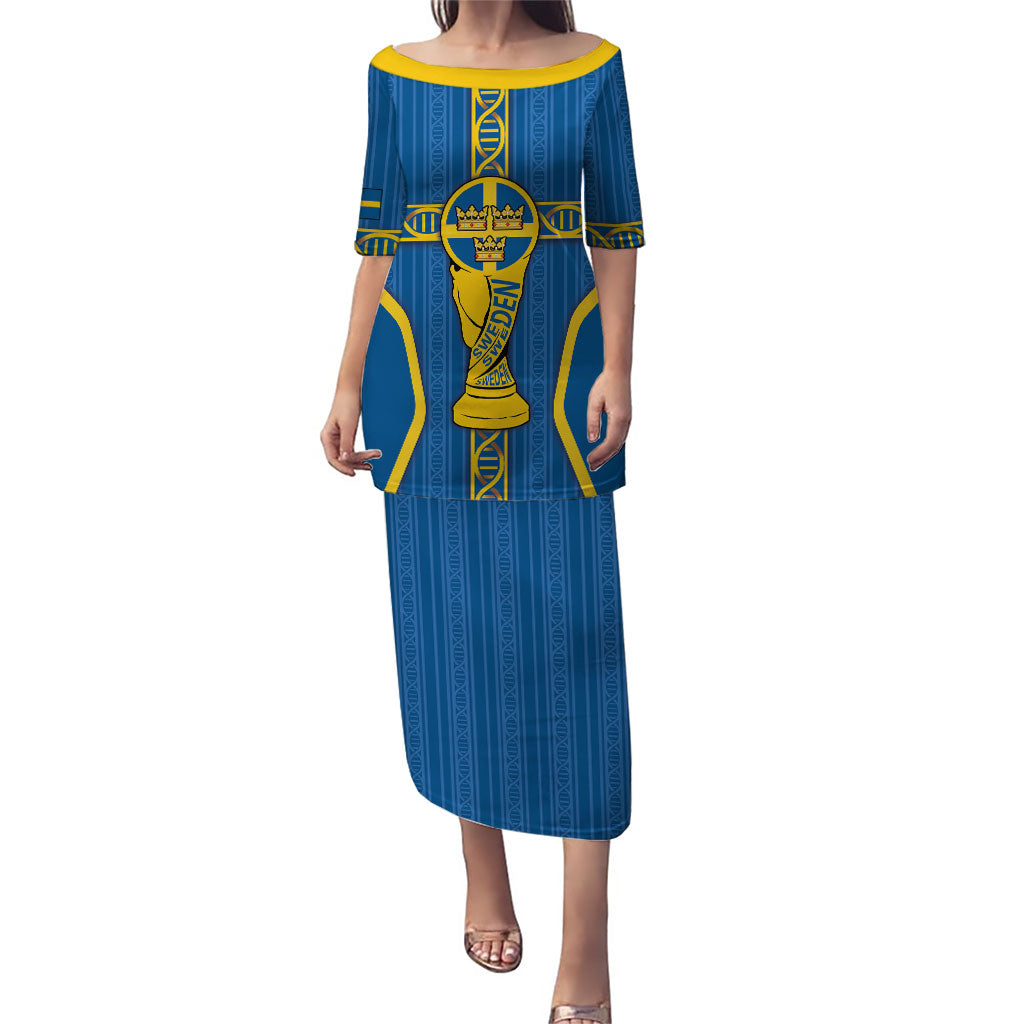 Custom Sweden Football Puletasi Three Crowns Golden DNA Trophy