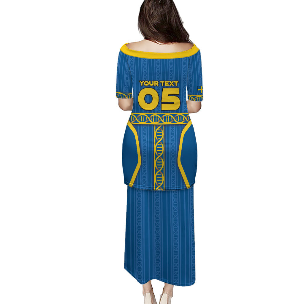 Custom Sweden Football Puletasi Three Crowns Golden DNA Trophy
