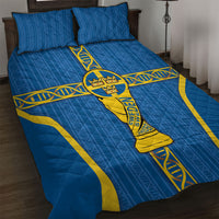 Sweden Football Quilt Bed Set Three Crowns Golden DNA Trophy
