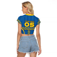 Custom Sweden Football Raglan Cropped T Shirt Three Crowns Golden DNA Trophy