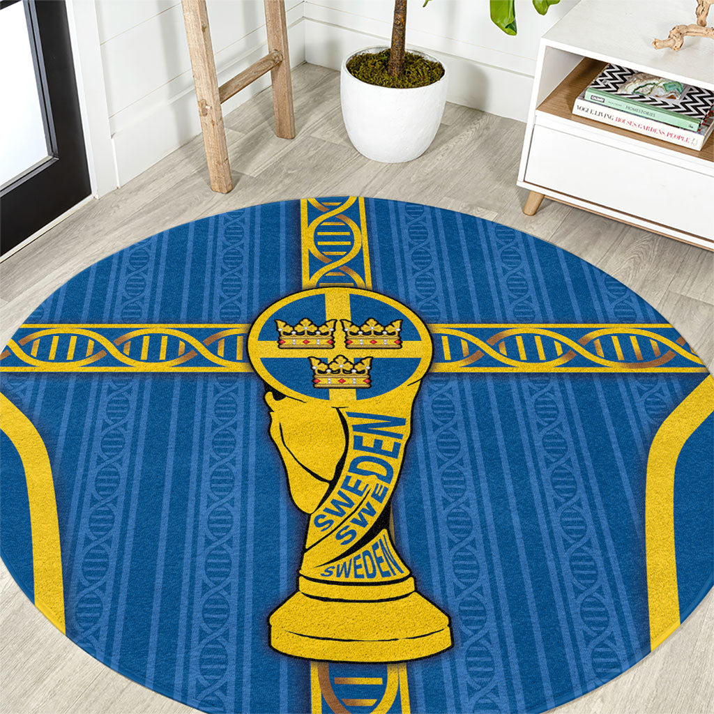 Sweden Football Round Carpet Three Crowns Golden DNA Trophy