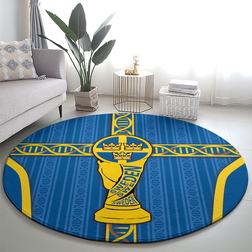 Sweden Football Round Carpet Three Crowns Golden DNA Trophy