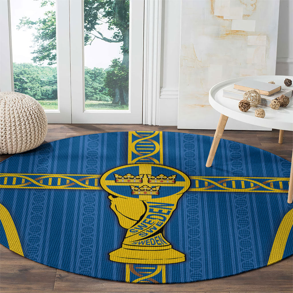 Sweden Football Round Carpet Three Crowns Golden DNA Trophy