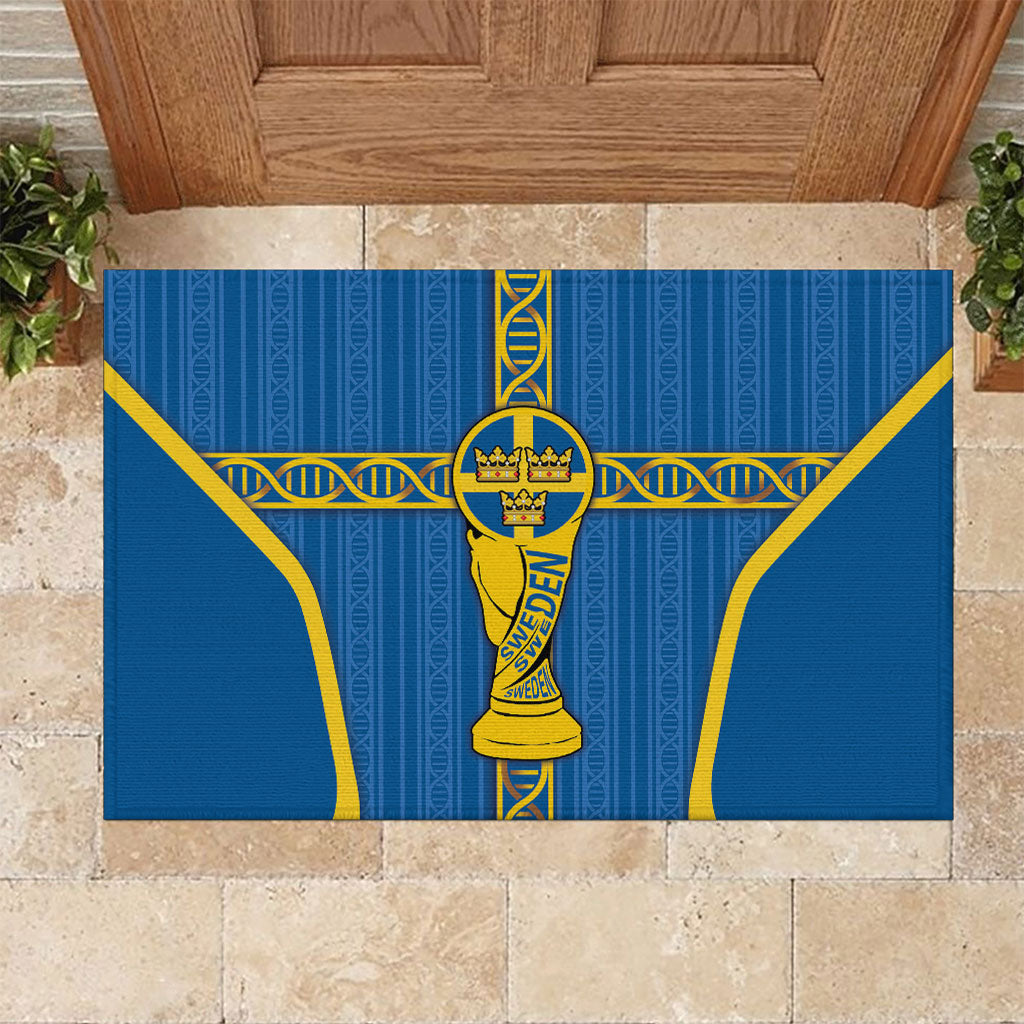 Sweden Football Rubber Doormat Three Crowns Golden DNA Trophy