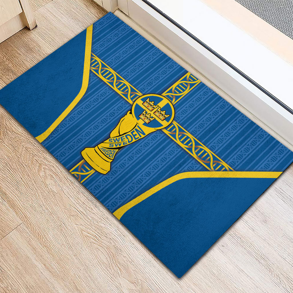 Sweden Football Rubber Doormat Three Crowns Golden DNA Trophy