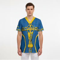 Custom Sweden Football Scrub Top Three Crowns Golden DNA Trophy