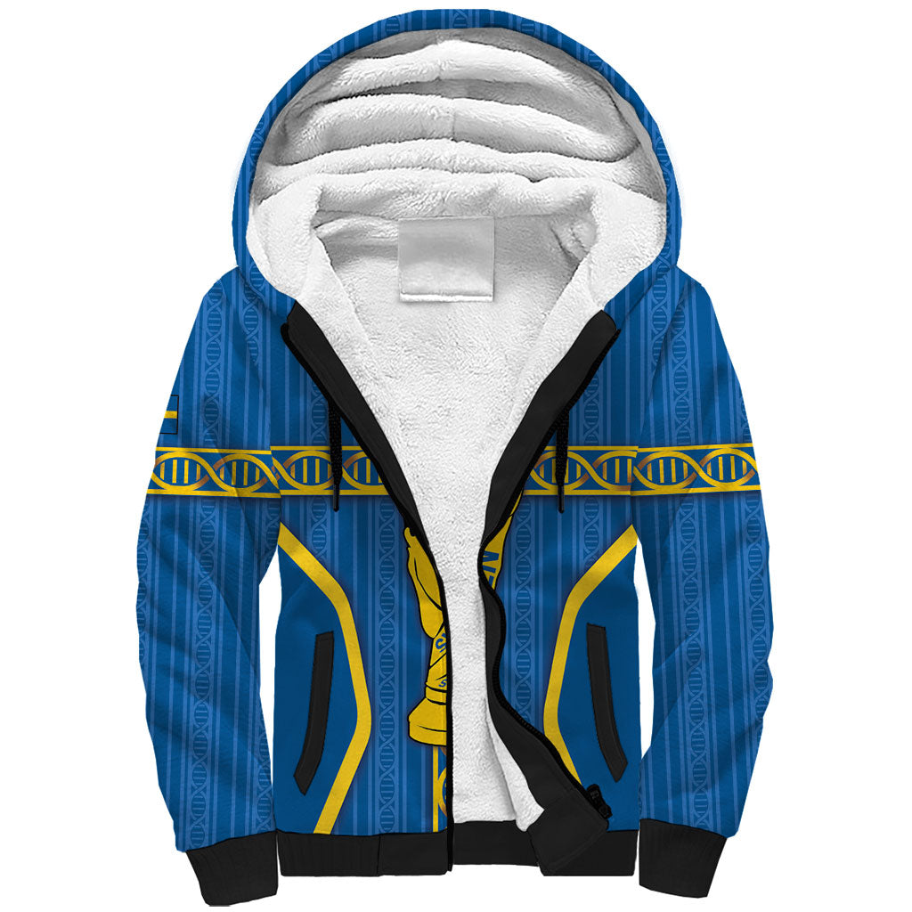Custom Sweden Football Sherpa Hoodie Three Crowns Golden DNA Trophy