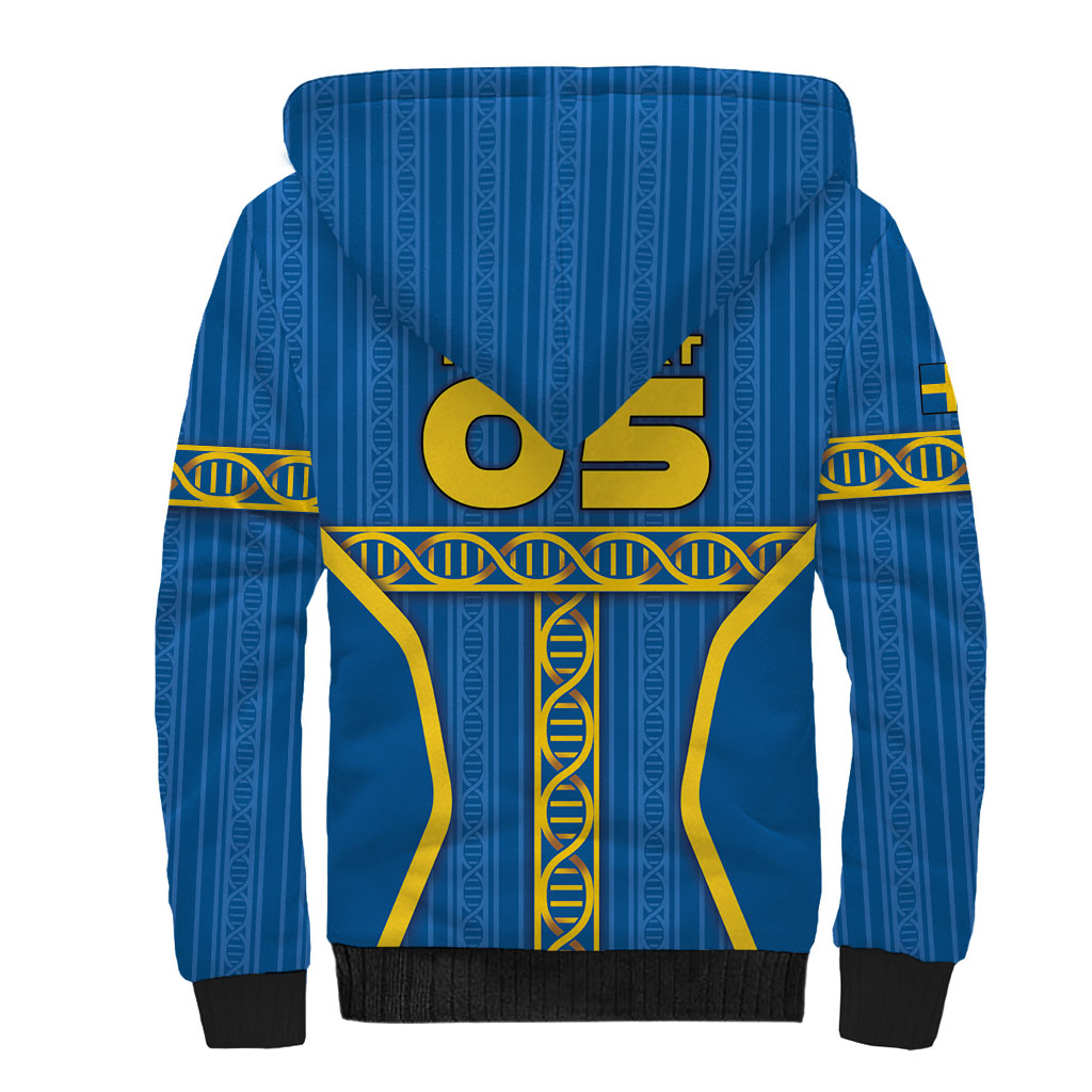 Custom Sweden Football Sherpa Hoodie Three Crowns Golden DNA Trophy