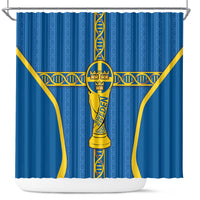 Sweden Football Shower Curtain Three Crowns Golden DNA Trophy