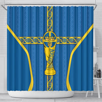 Sweden Football Shower Curtain Three Crowns Golden DNA Trophy