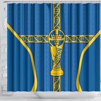 Sweden Football Shower Curtain Three Crowns Golden DNA Trophy