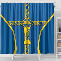 Sweden Football Shower Curtain Three Crowns Golden DNA Trophy