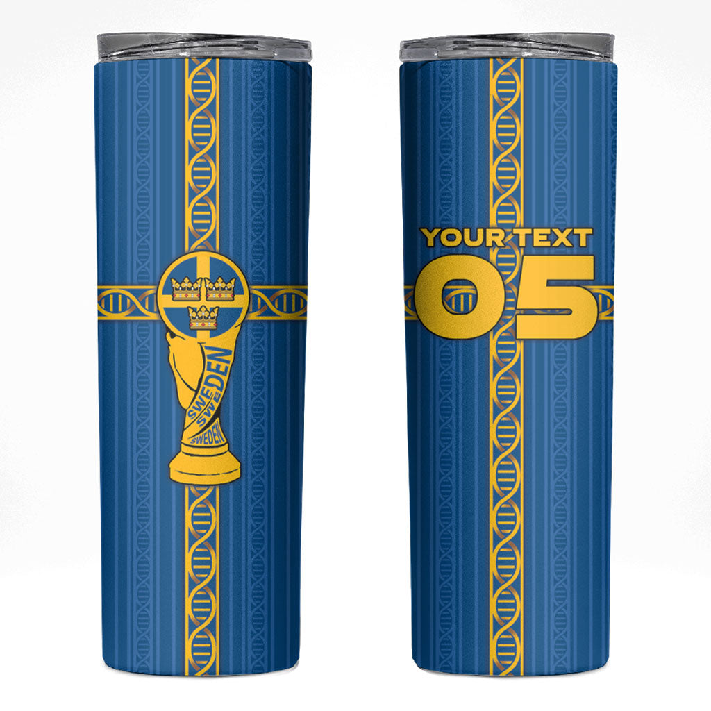 Custom Sweden Football Skinny Tumbler Three Crowns Golden DNA Trophy