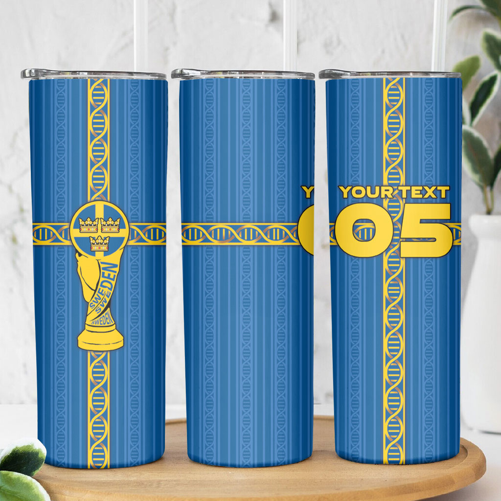 Custom Sweden Football Skinny Tumbler Three Crowns Golden DNA Trophy