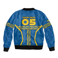 Custom Sweden Football Sleeve Zip Bomber Jacket Three Crowns Golden DNA Trophy