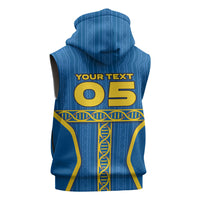 Custom Sweden Football Sleeveless Hoodie Three Crowns Golden DNA Trophy