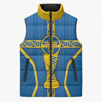 Custom Sweden Football Sleeveless Puffer Jacket Three Crowns Golden DNA Trophy