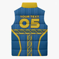Custom Sweden Football Sleeveless Puffer Jacket Three Crowns Golden DNA Trophy