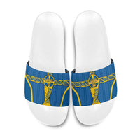 Sweden Football Slide Sandals Three Crowns Golden DNA Trophy
