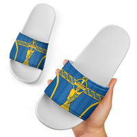 Sweden Football Slide Sandals Three Crowns Golden DNA Trophy