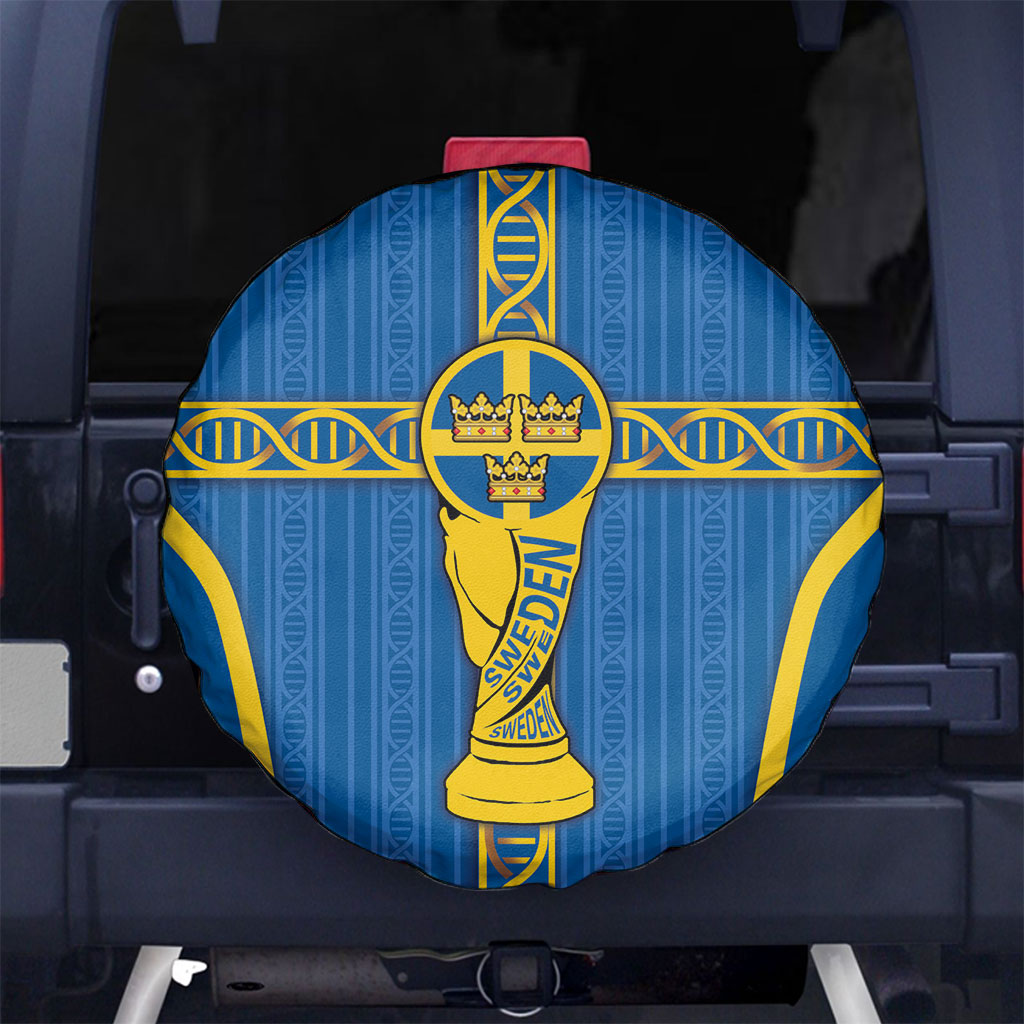 Sweden Football Spare Tire Cover Three Crowns Golden DNA Trophy