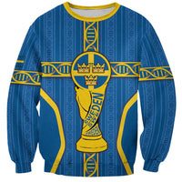 Custom Sweden Football Sweatshirt Three Crowns Golden DNA Trophy