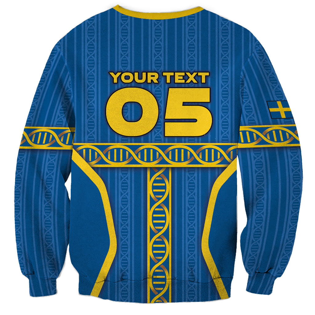 Custom Sweden Football Sweatshirt Three Crowns Golden DNA Trophy