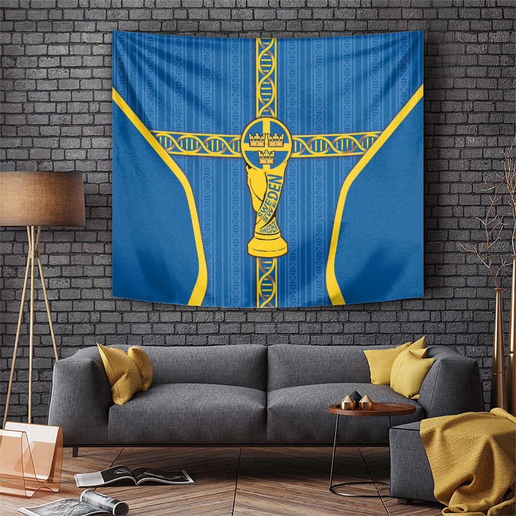 Sweden Football Tapestry Three Crowns Golden DNA Trophy