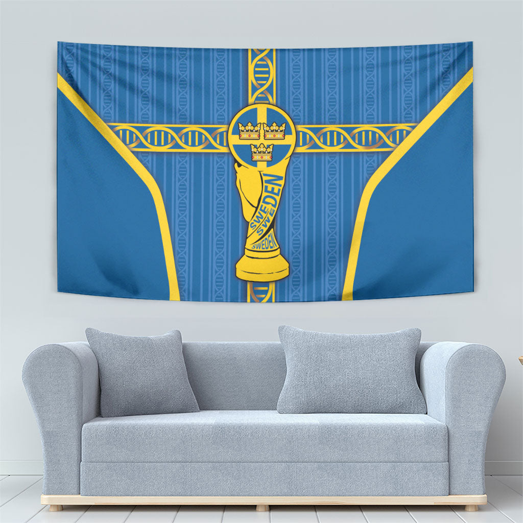 Sweden Football Tapestry Three Crowns Golden DNA Trophy