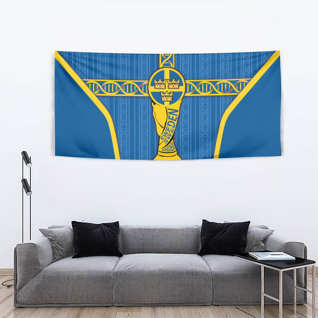 Sweden Football Tapestry Three Crowns Golden DNA Trophy