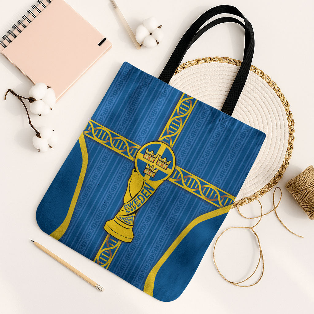 Sweden Football Tote Bag Three Crowns Golden DNA Trophy