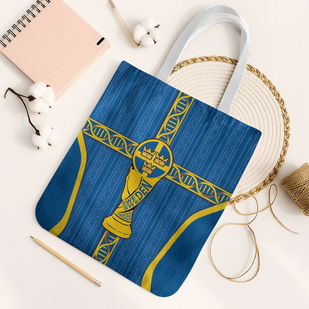 Sweden Football Tote Bag Three Crowns Golden DNA Trophy
